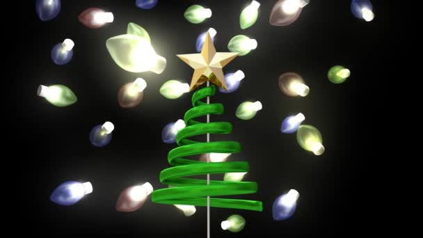 Composite Numérique Étoile Arbre Noël Lumières Tombantes — Video