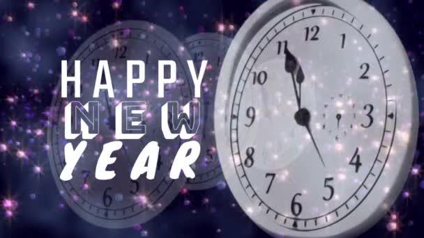 Compuesto Digital Feliz Año Nuevo Reloj — Vídeos de Stock