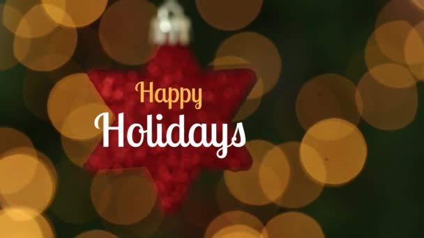 Ψηφιακός Σύνθετος Happy Holidays Κειμένου Και Αστέρων Διακόσμηση Χριστουγέννων — Αρχείο Βίντεο