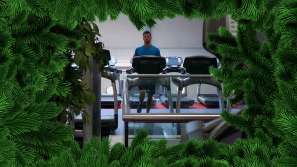 Composto Digital Borda Árvore Natal Com Ginásio — Vídeo de Stock