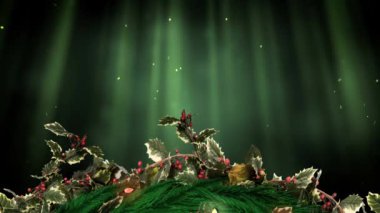 Noel Holly çelenk ışık dere ve parçacıklar ile dijital bileşik