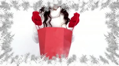 Noel Baba ve kadın ile alışveriş Hediyelik Noel ağacı dalları dijital bileşik