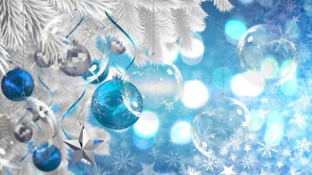 Compuesto Digital Decoraciones Navideñas Copos Nieve — Vídeos de Stock