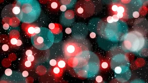 Digitale Composiet Van Vallende Sneeuw Met Bokeh Lichte Kerst Cirkels — Stockvideo