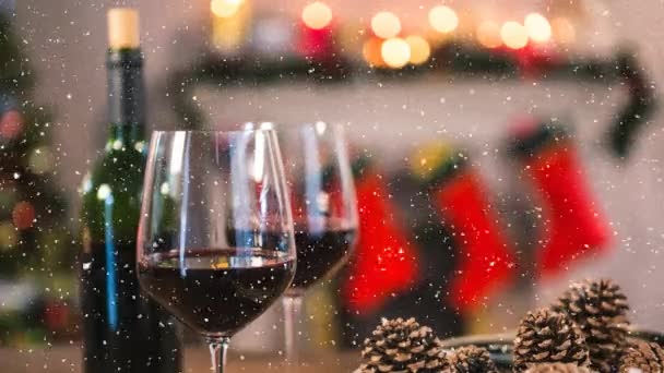 Yükseliyor Kar Noel Şarabı Ile Dijital Bileşik — Stok video
