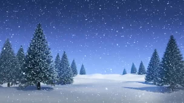 Digital Composite Winter Scenery Falling Snow — Stock Video