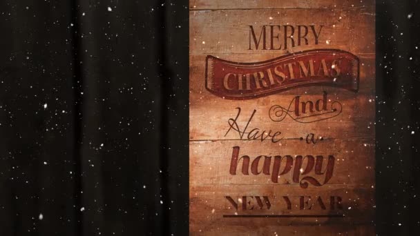 Digital Composite Video Composition Snow Christmas Greeting Wood — Stock Video