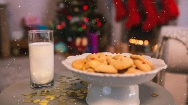 Dijital bileşik yükseliyor kar Noel ile tedavi etmek için Santa kurabiye ve süt ile