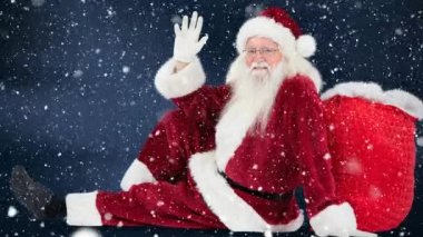 Noel Baba yağan kar ile birlikte dijital bileşik