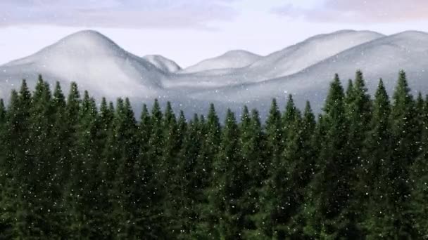 Composito Digitale Paesaggio Invernale Neve Che Cade — Video Stock