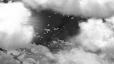 Cadılar Bayramı yarasalar ile bulutlu gökyüzü uçan dijital bileşik