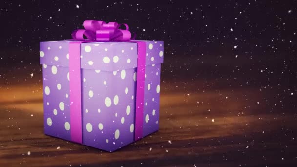 Digital Composite Falling Snow Christmas Gift — Stock Video