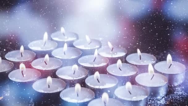 圣诞蜡烛下雪的数字合成 — 图库视频影像