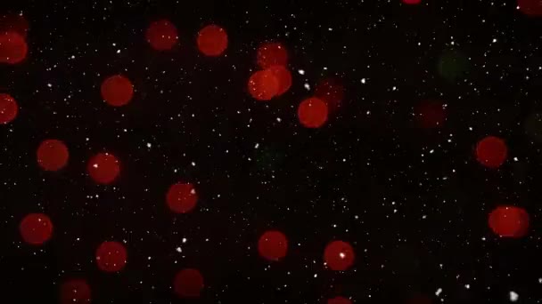 Composición Vídeo Con Nieve Sobre Luces Borrosas — Vídeos de Stock