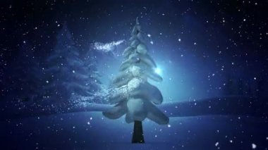 Düşme ile video kompozisyon kar kış sahne ışıkları Noel ağacı üzerinde