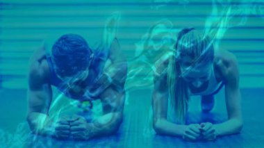 Uygun çift egzersiz fitness stüdyosu dijital bileşik 