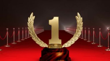İlk pozisyonu Trophy yanıp sönen ışıklar ve kırmızı halı ile dijital bileşik