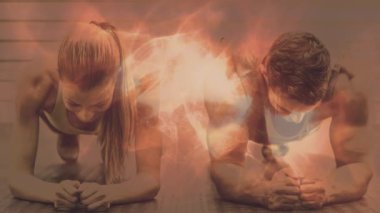 Uygun çift egzersiz fitness stüdyosu dijital bileşik 