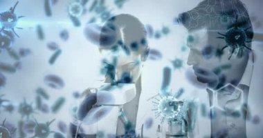 Dijital bilim adamları bileşimi animasyonlu mikroorganizmaların 4 k ile kombine