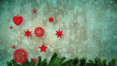 Kar üzerinde Noel süsler ile video kompozisyon
