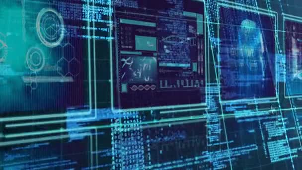 Composite numérique des diagrammes Science Composition Science combiné avec texte codé animé volant de droite à gauche 