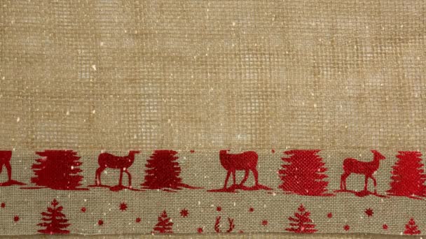 圣诞驯鹿纺织品降雪的数字合成 — 图库视频影像