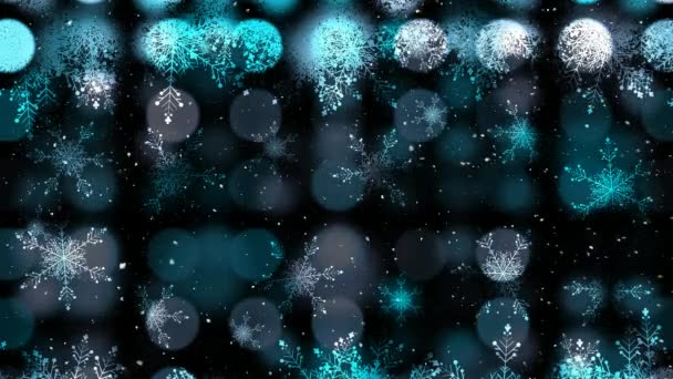 Composite Numérique Neige Tombante Avec Cercles Noël Bokeh Lumière — Video