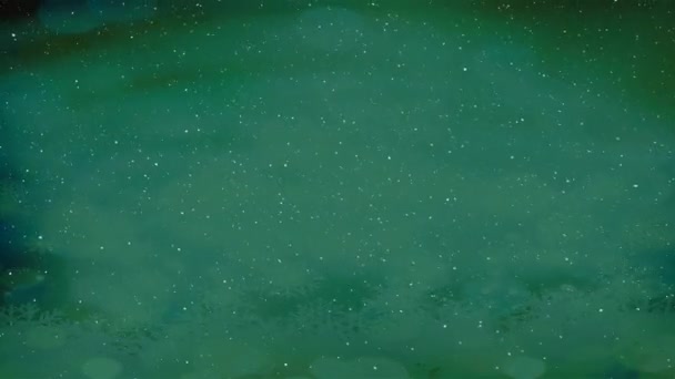 Cyfrowy Kompozytowy Śniegu Spadające Zielonym Tłem — Wideo stockowe