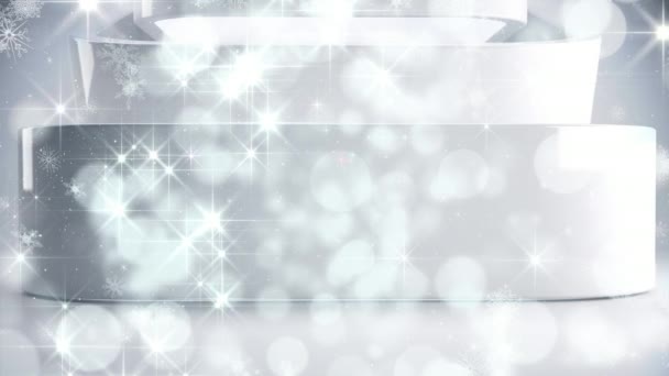 Compuesto Digital Nieve Cayendo Con Bokeh Círculos Navidad Gris Claro — Vídeos de Stock