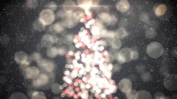 Digitale Composiet Van Vallende Sneeuw Met Bokeh Lichte Kerst Cirkels — Stockvideo