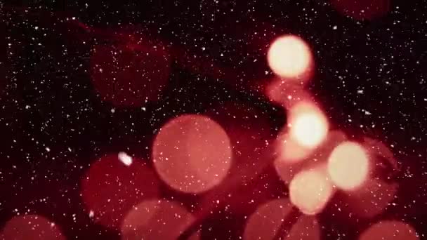 Βίντεο Σύνθεση Χιόνι Πάνω Από Θολές Κόκκινα Φώτα — Αρχείο Βίντεο