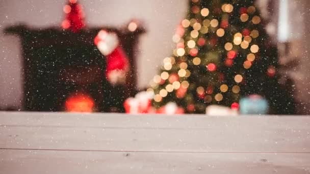 降雪和圣诞家园的数字复合 — 图库视频影像