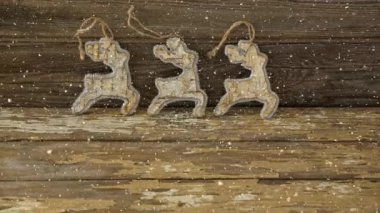 Yükseliyor kar Noel Ren geyiği dekorasyon ahşap ile dijital bileşik