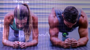 Uygun çift egzersiz fitness stüdyosu dijital bileşik 
