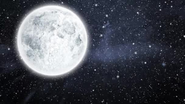 Composite Numérique Pleine Lune Chute Neige Sur Ciel — Video