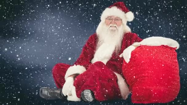 Digital Composite Santa Clause Combined Falling Snow — Stock Video