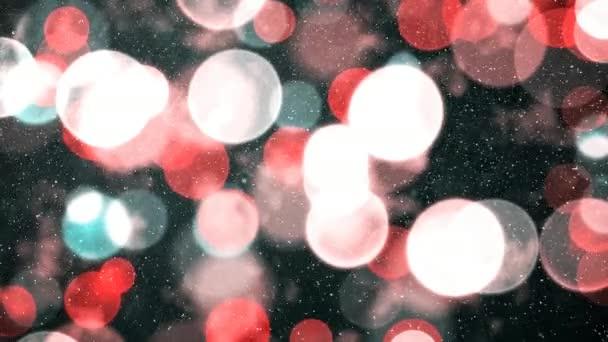 ピンぼけ光クリスマス界と立ち下がり雪のデジタル合成 — ストック動画