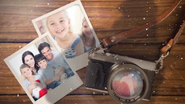 Video Composition Snow Camera Instant Pictures Side — Stock Video