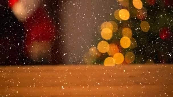 降る雪とクリスマスの家のデジタル合成 — ストック動画