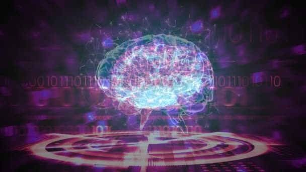 Ψηφιακός Σύνθετος Του Εγκεφάλου Επιστήμη Σύνθεση Κινούμενα Χρωματιστά Μωβ Και — Αρχείο Βίντεο