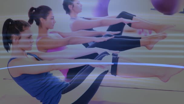 Digital Composite Women Doing Pilates Fitness Studio — Stock Video