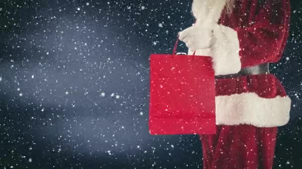 Composito Digitale Babbo Natale Contenente Una Shopping Bag Combinata Con — Video Stock