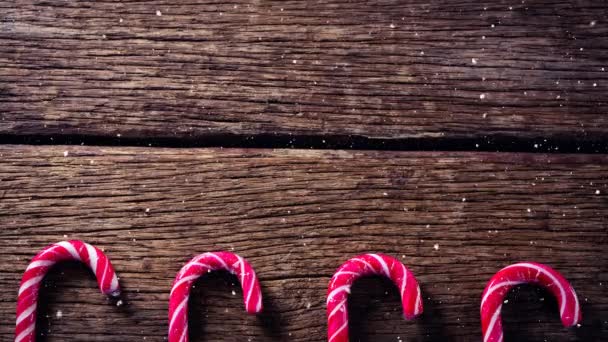 数字复合落雪与圣诞糖果装饰 — 图库视频影像