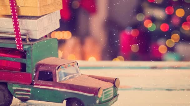 Composite Numérique Model Car Avec Des Cadeaux Sur Son Toit — Video