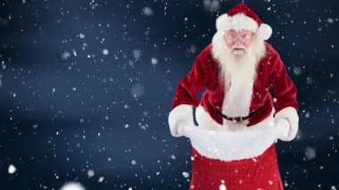 Noel Baba yağan kar ile birlikte dijital bileşik