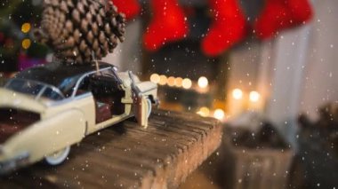 Yükseliyor kar Noel süslemeleri ile dijital bileşik