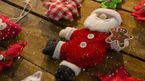 Digital Komposit Fallande Snö Med Christmas Santa Dekoration — Stockvideo