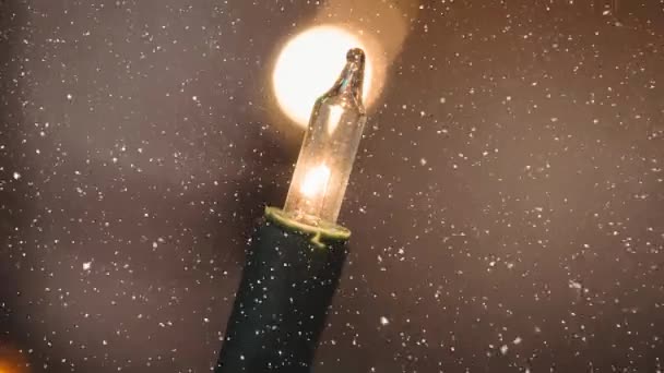 带圣诞灯饰的降雪数字合成 — 图库视频影像