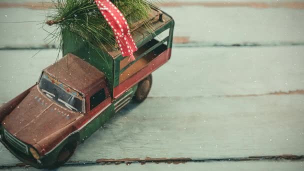 Composite Numérique Model Car Avec Arbre Noël Sur Son Toit — Video