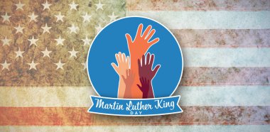 Martin Luther king günü yıldızlar ve çizgiler ile Amerikan ulusal bayrak karşı elleriyle